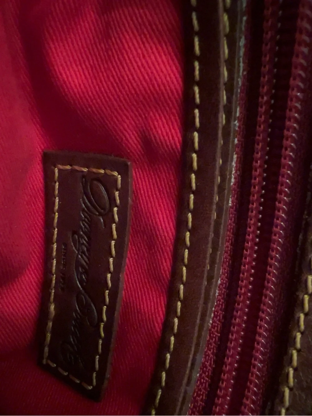 Dooney & Bourke Chocolate Brown Leather Satchel with Brass Hardware
